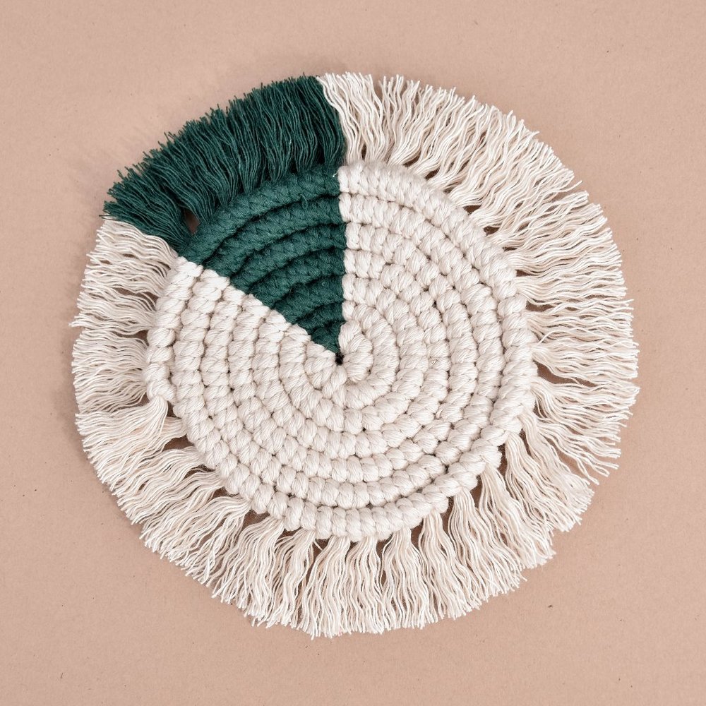 Handmade Thin Dual Toned Macrame Coaster